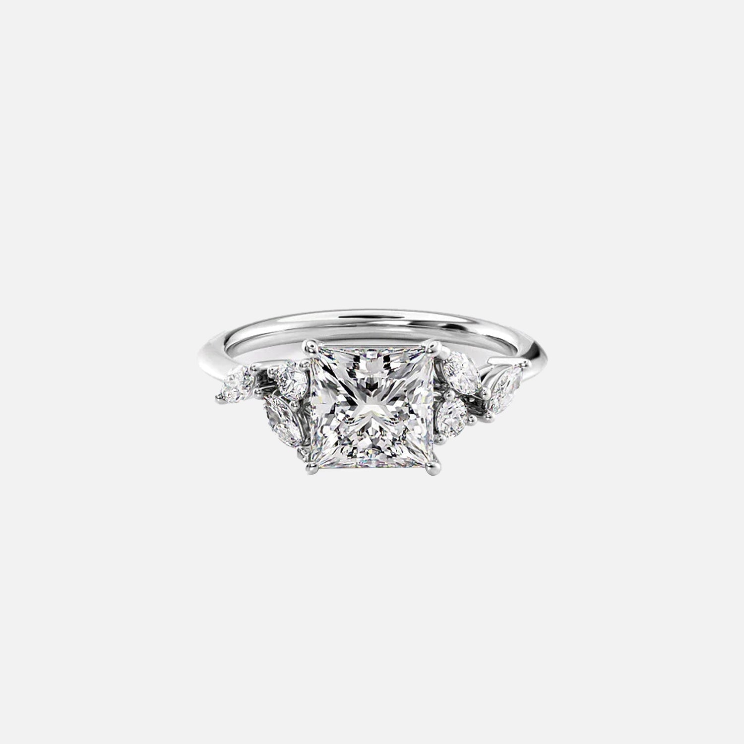  The Melissa Princess Lab Diamond Ring 14k White Gold 001