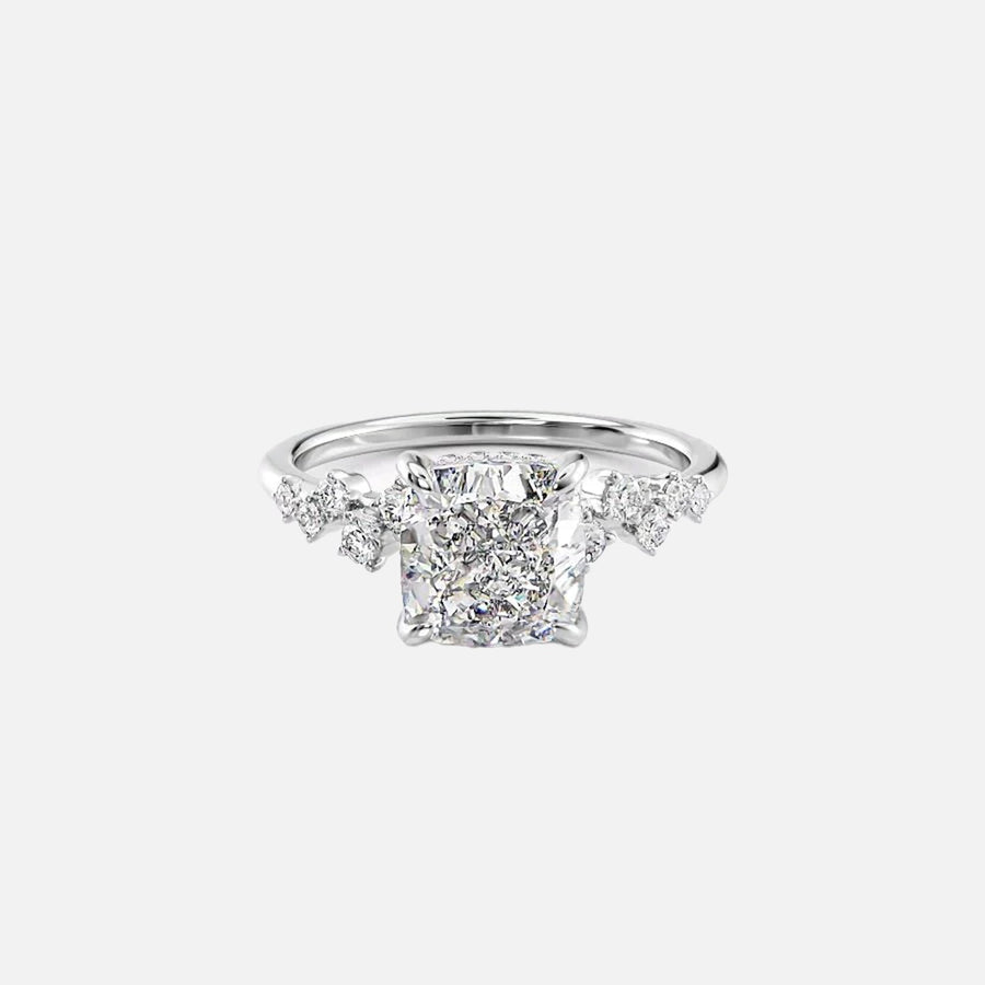  The Mia Cushion Lab Diamond Ring 14k White Gold 001