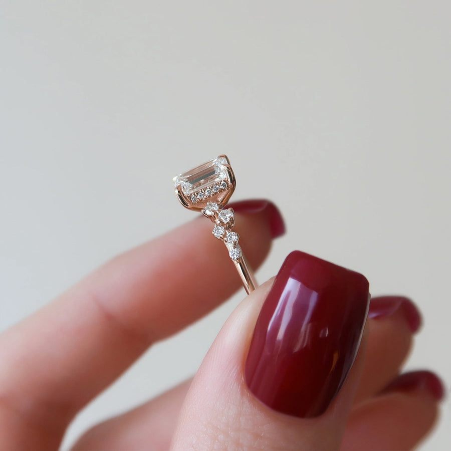  The Mia Emerald Lab Diamond Ring 14k Rose Gold 004 Final