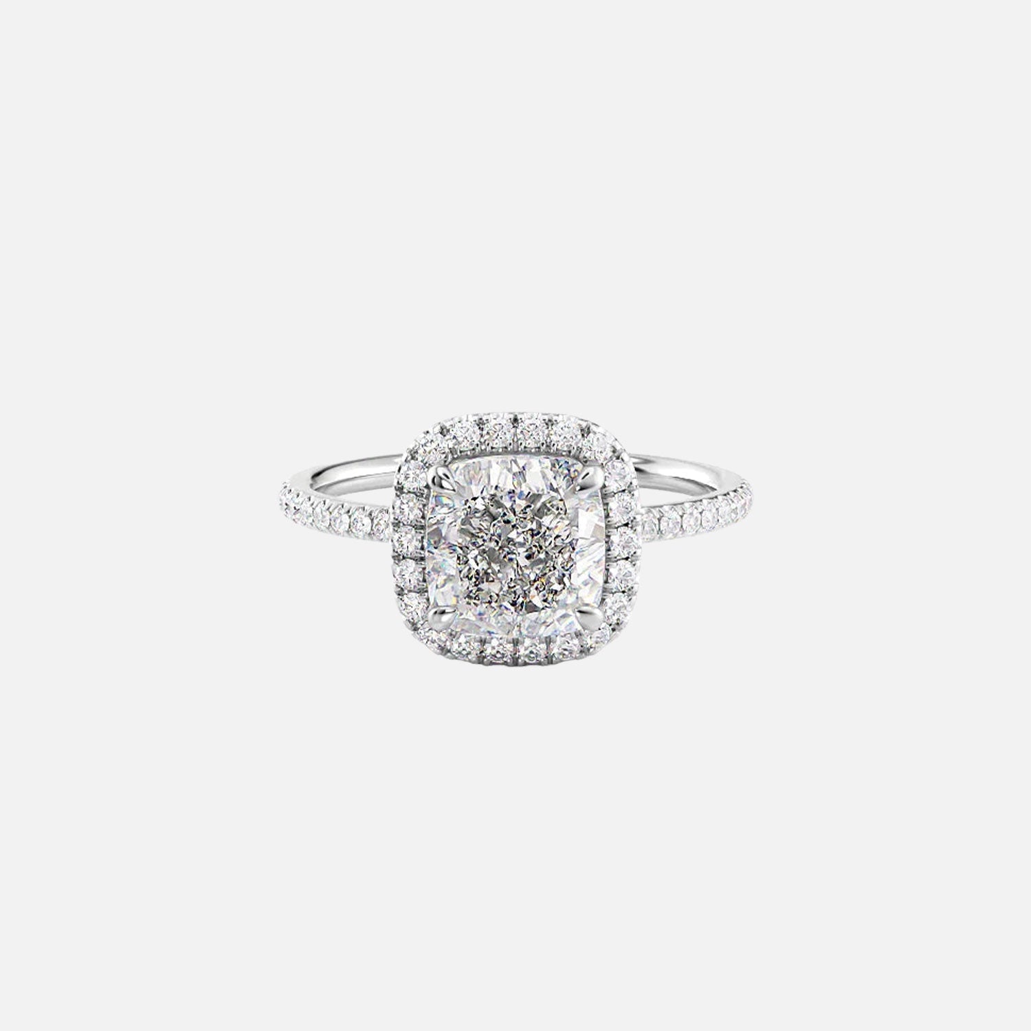  The Michelle Cushion Moissanite Ring 14k White Gold 001