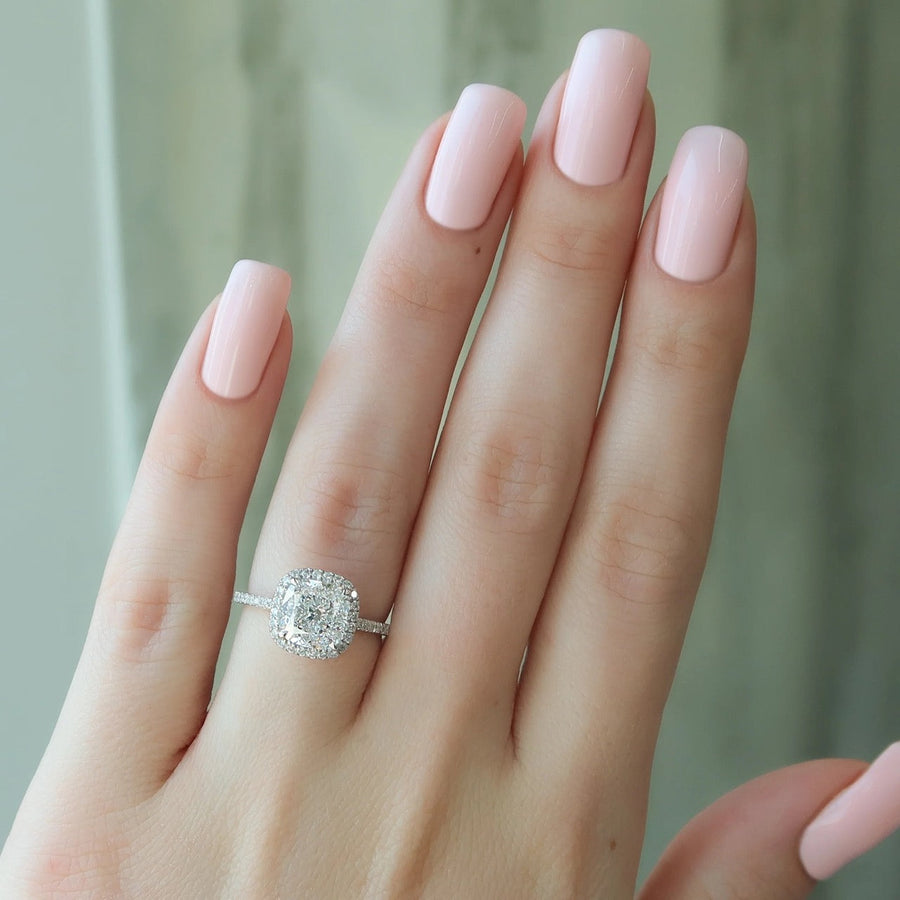  The Michelle Cushion Moissanite Ring 14k White Gold 003