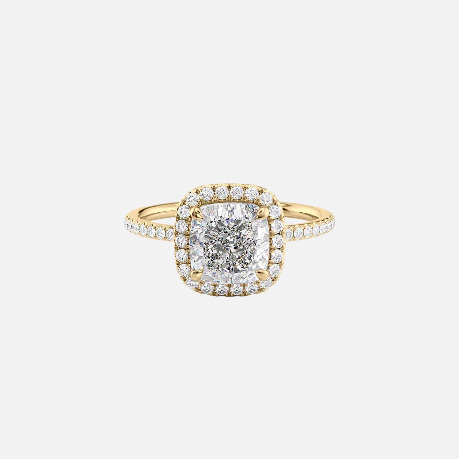 The Michelle Cushion Moissanite Ring 14k Yellow Gold 001