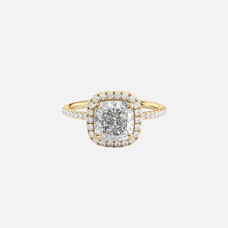 The Michelle Cushion Moissanite Ring 14k Yellow Gold 001