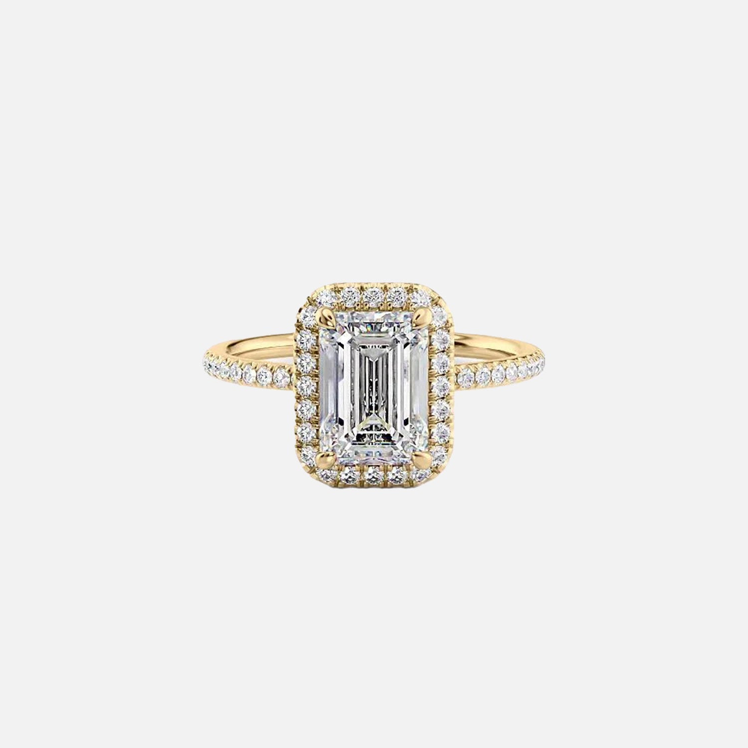 The Michelle Emerald Moissanite Ring 14k Yellow Gold 001