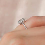  The Michelle Emerald Moissanite Ring 18k White Gold 004 Final