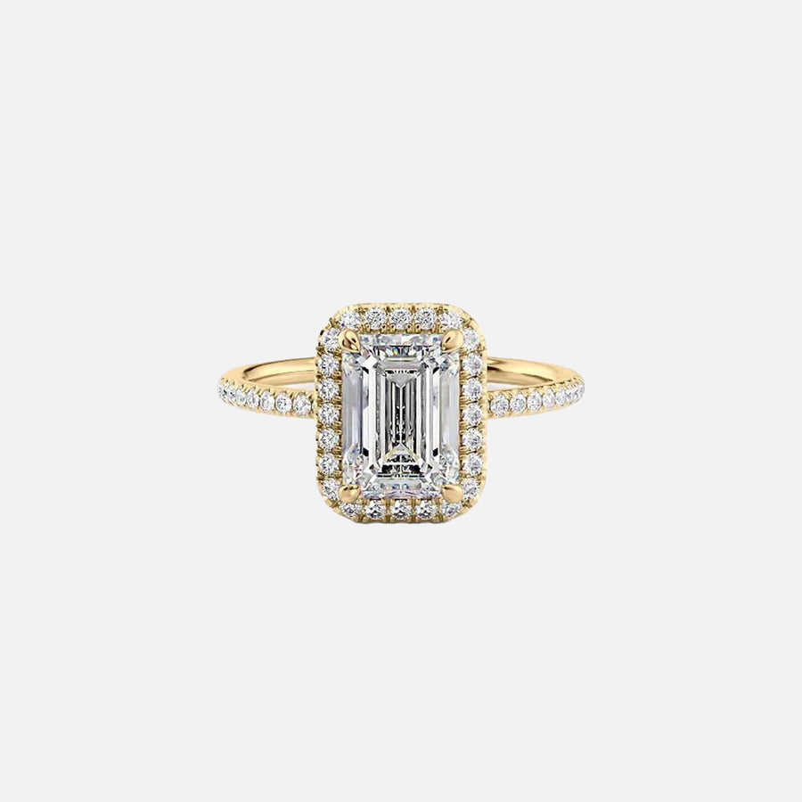  The Michelle Emerald Moissanite Ring 18k Yellow Gold 001
