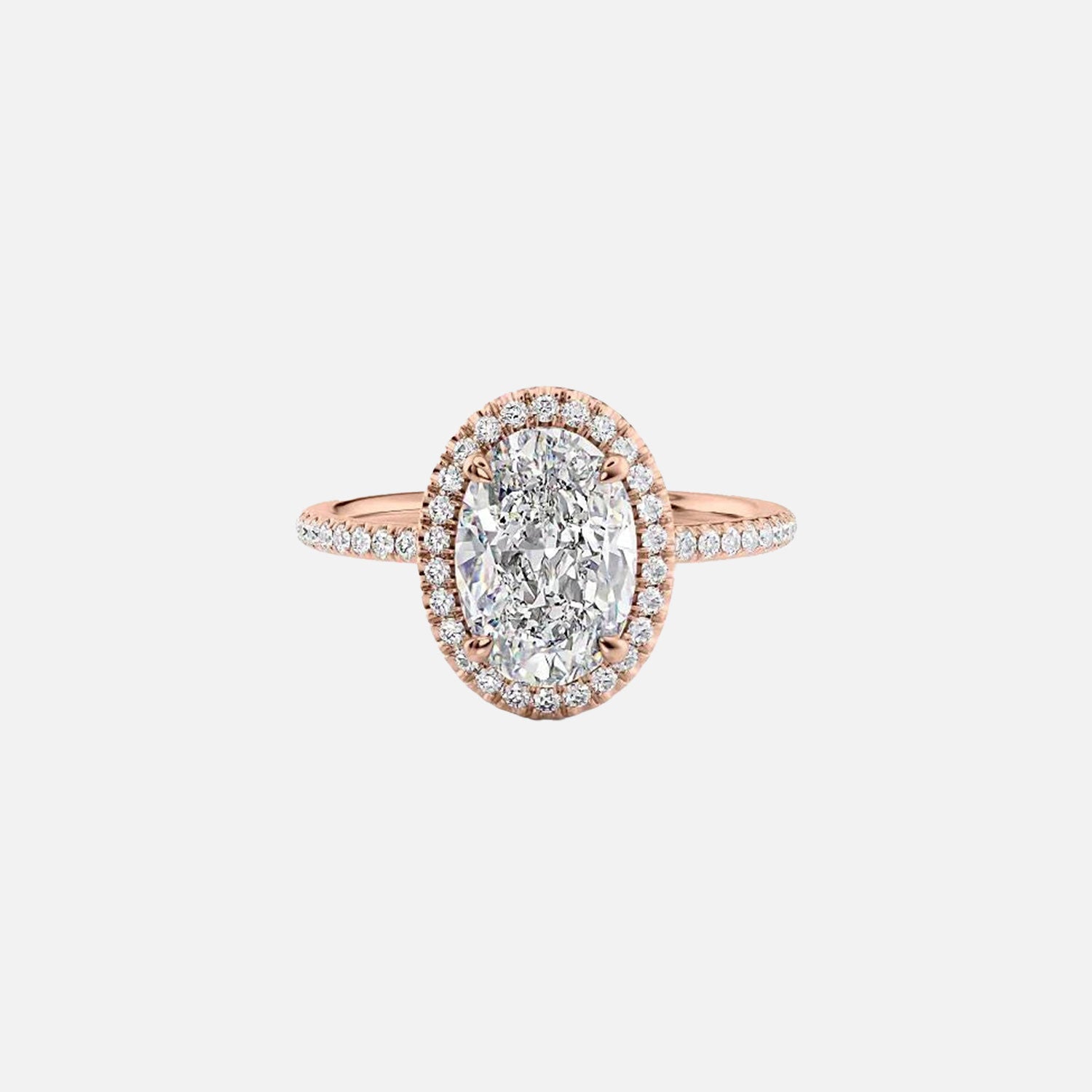  The Michelle Oval Moissanite Ring 14k Rose Gold 001