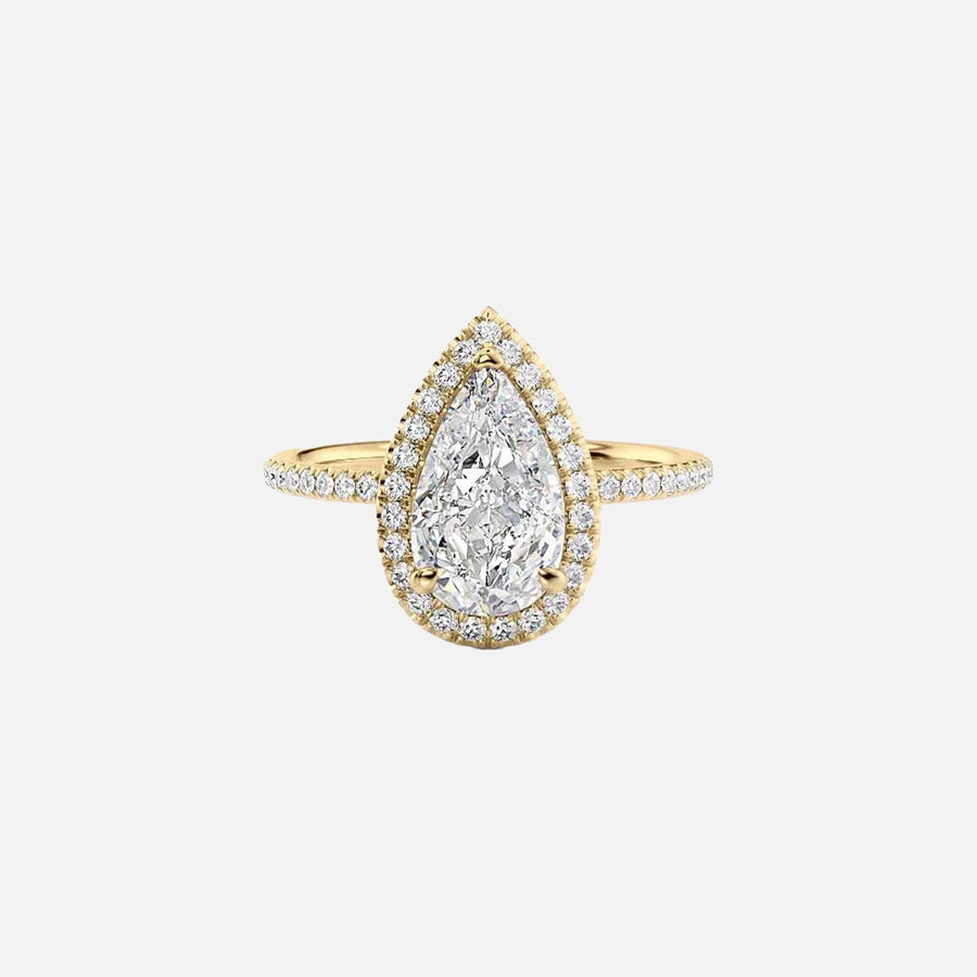  The Michelle Pear Moissanite Ring 18k Yellow Gold 001