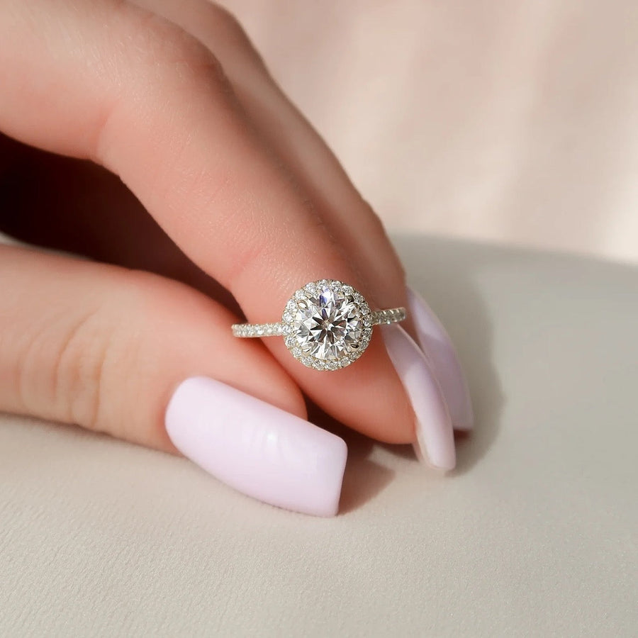  The Michelle Round Moissanite Ring 14k Yellow Gold 003