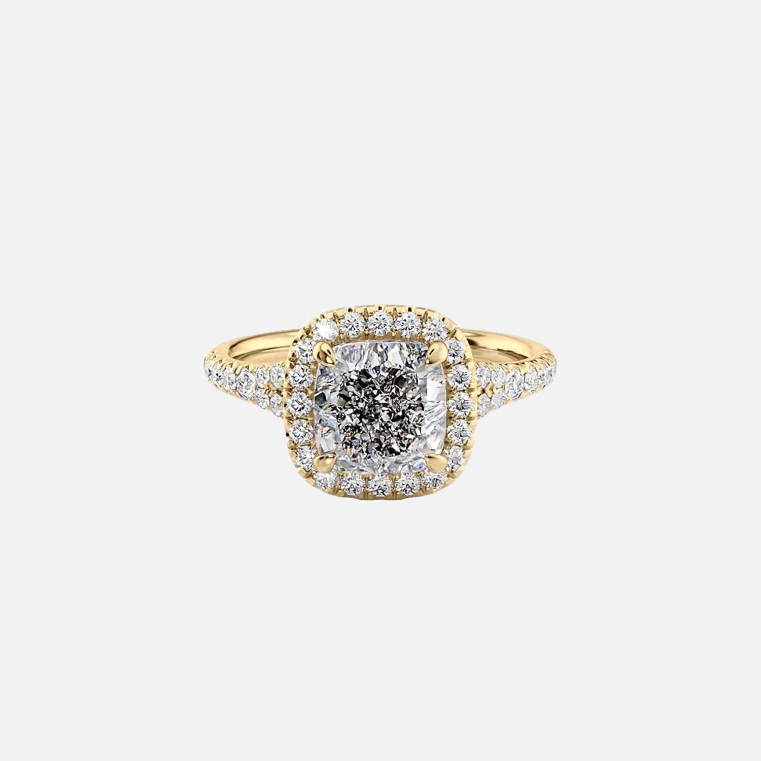 The Miley Cushion Moissanite Ring 14k Yellow Gold 001