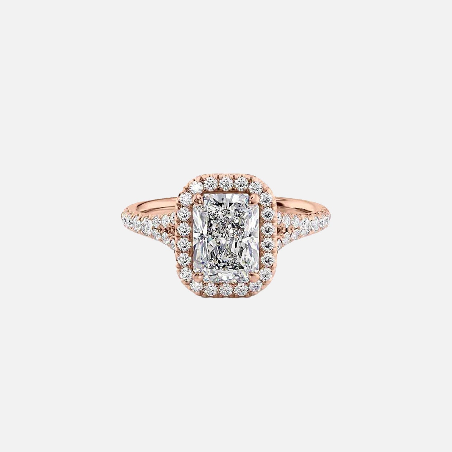  The Miley Radiant Moissanite Ring 14k Rose Gold 001