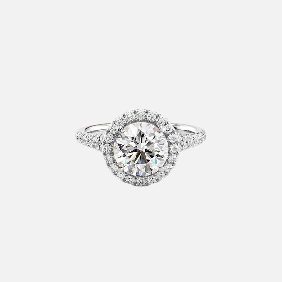  The Miley Round Moissanite Ring 14k White Gold 001