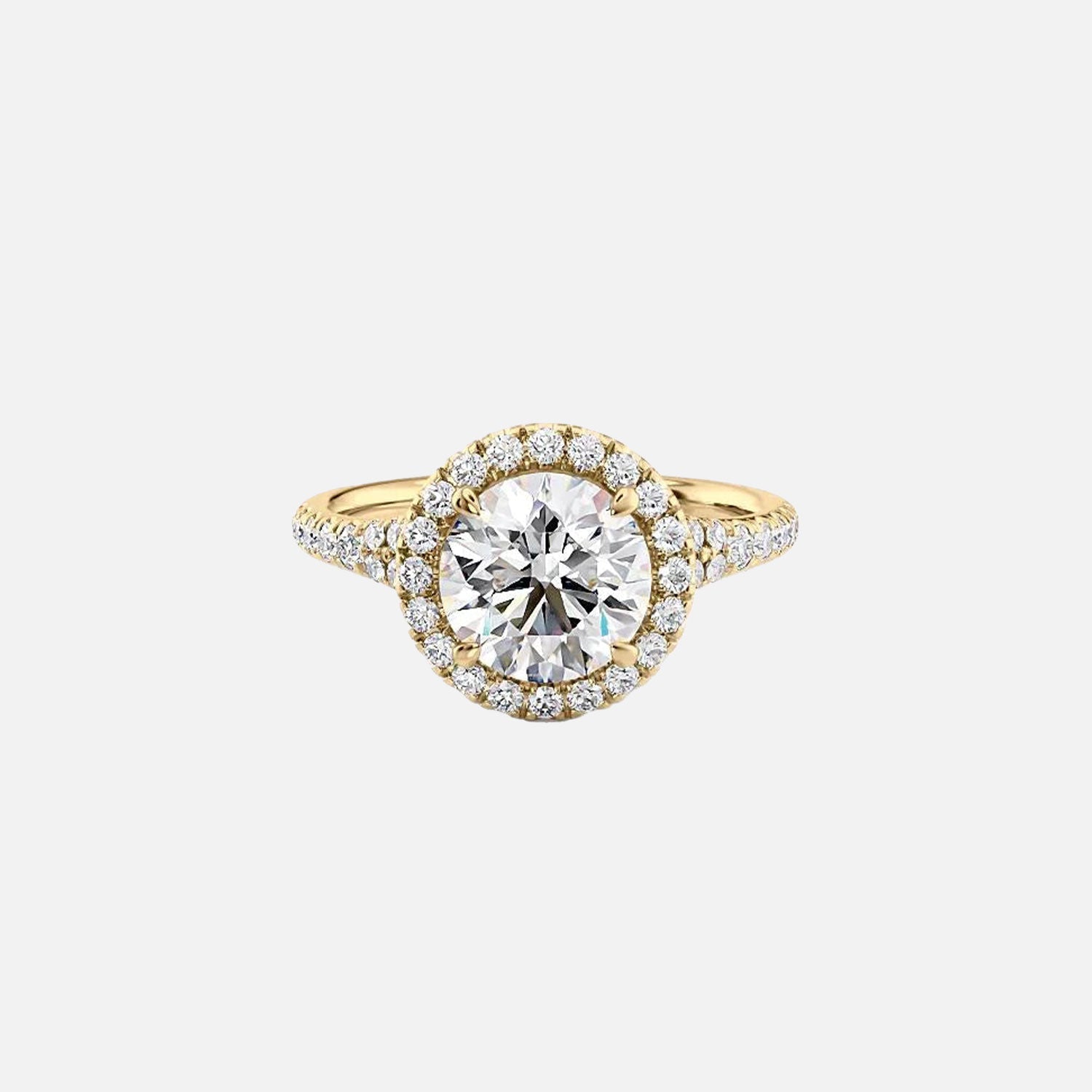 The Miley Round Moissanite Ring 14k Yellow Gold 001