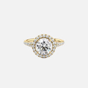 The Miley Round Moissanite Ring 14k Yellow Gold 001