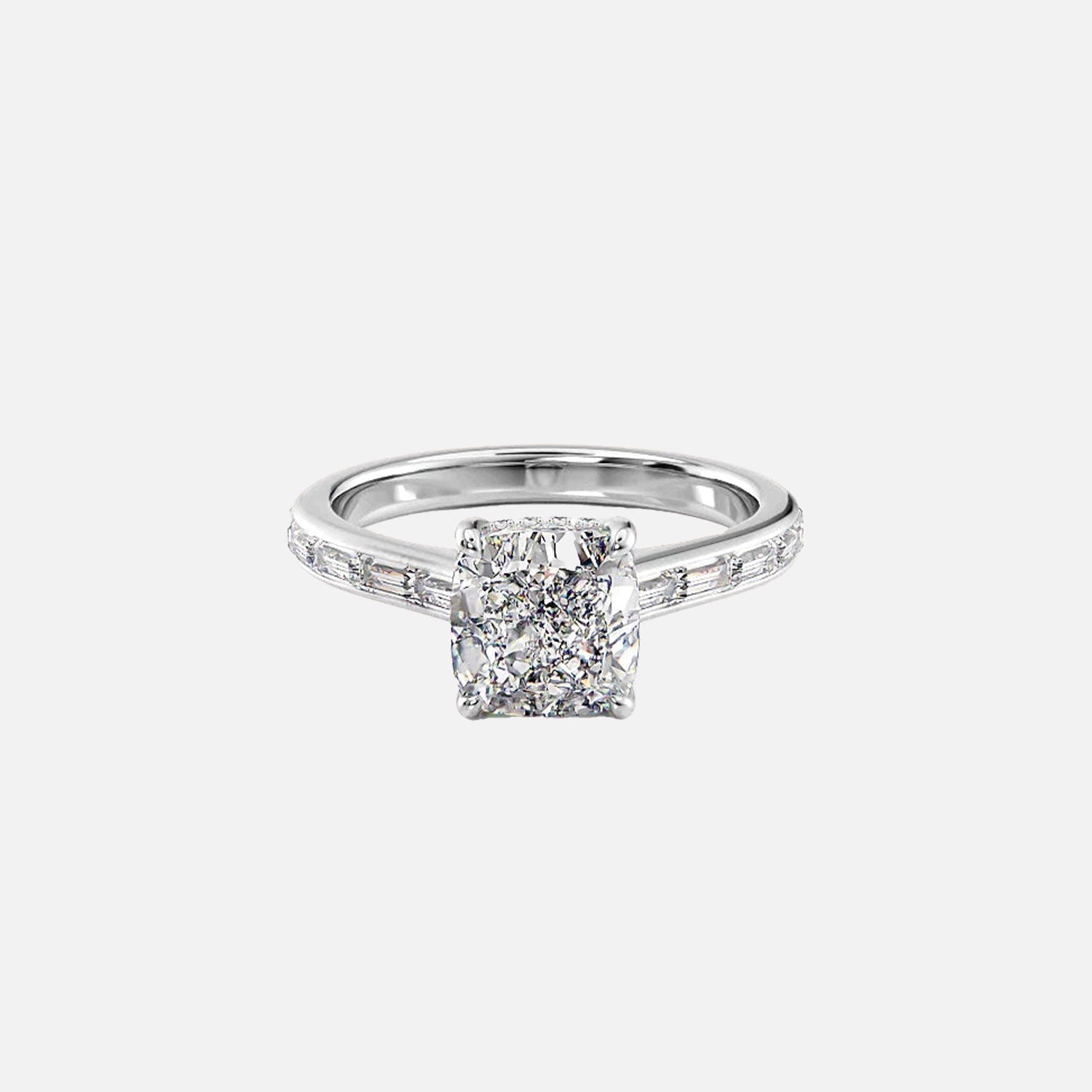  The Monica Cushion Moissanite Ring 14k White Gold 001