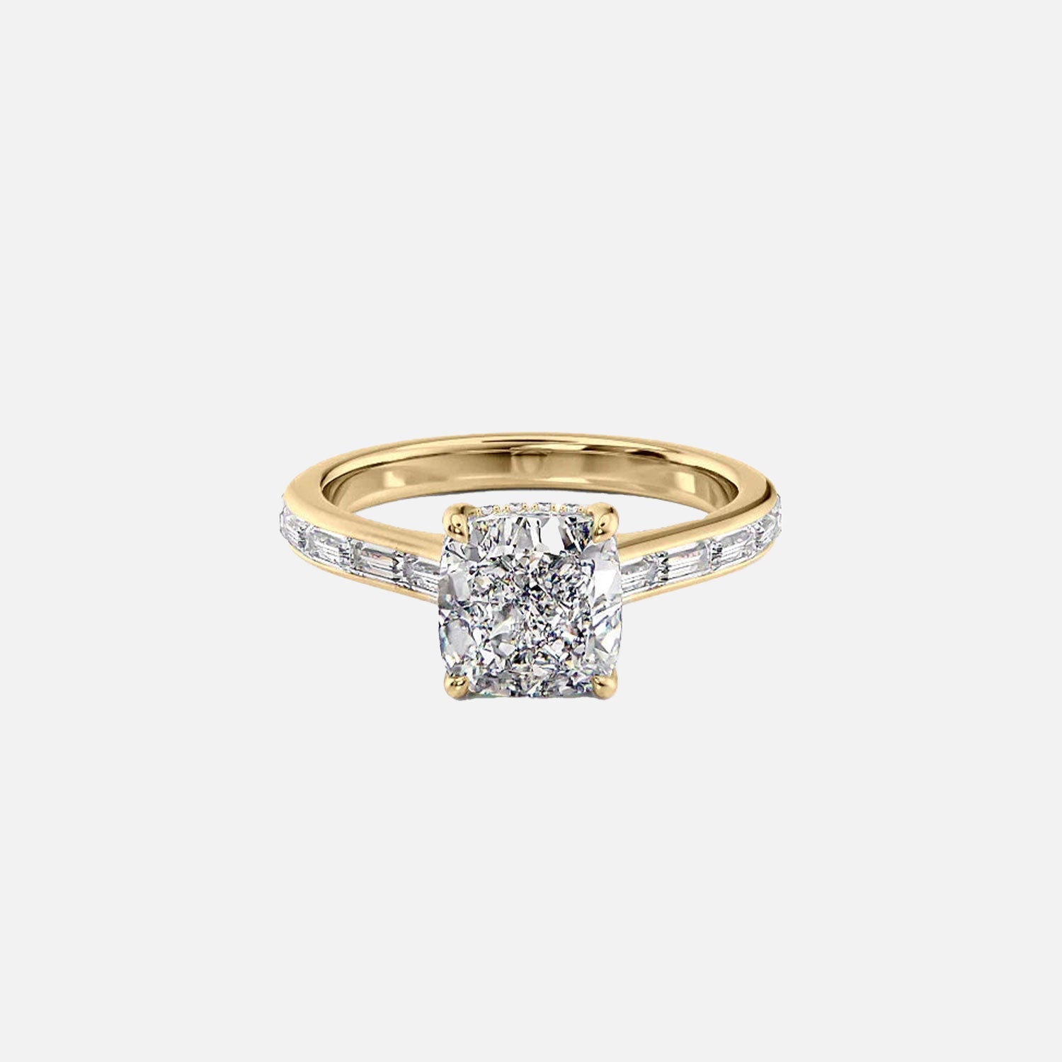 The Monica Cushion Moissanite Ring 14k Yellow Gold 001