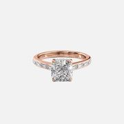  The Monica Cushion Moissanite Ring 18k Rose Gold 001