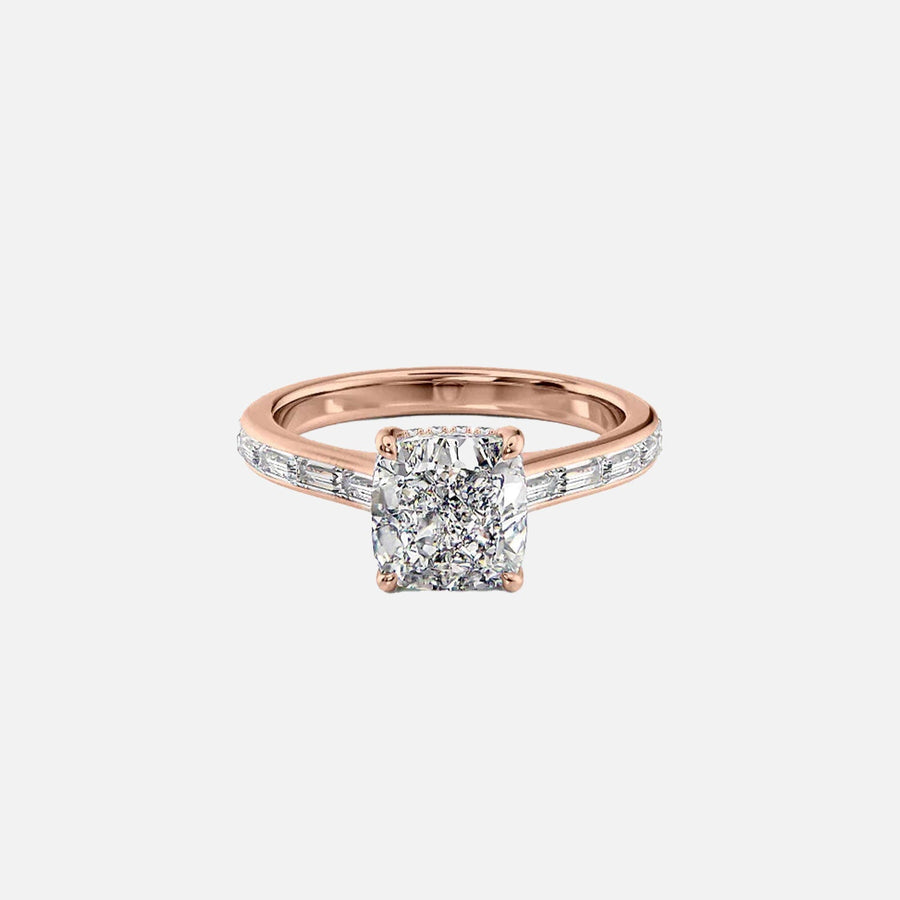  The Monica Cushion Moissanite Ring 18k Rose Gold 001