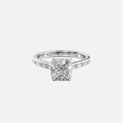  The Monica Cushion Moissanite Ring 18k White Gold 001
