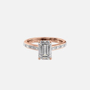  The Monica Emerald Moissanite Ring 18k Rose Gold 001
