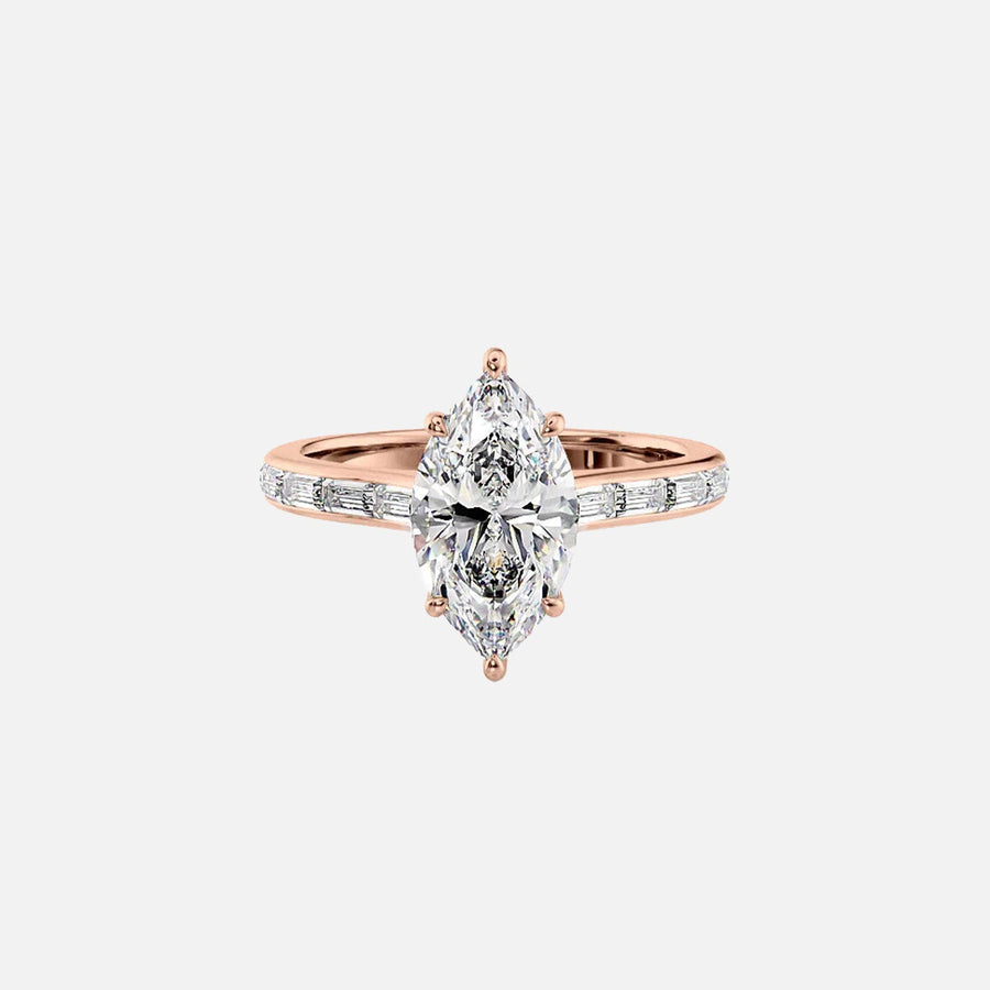  The Monica Marquise Moissanite Ring 14k Rose Gold 001