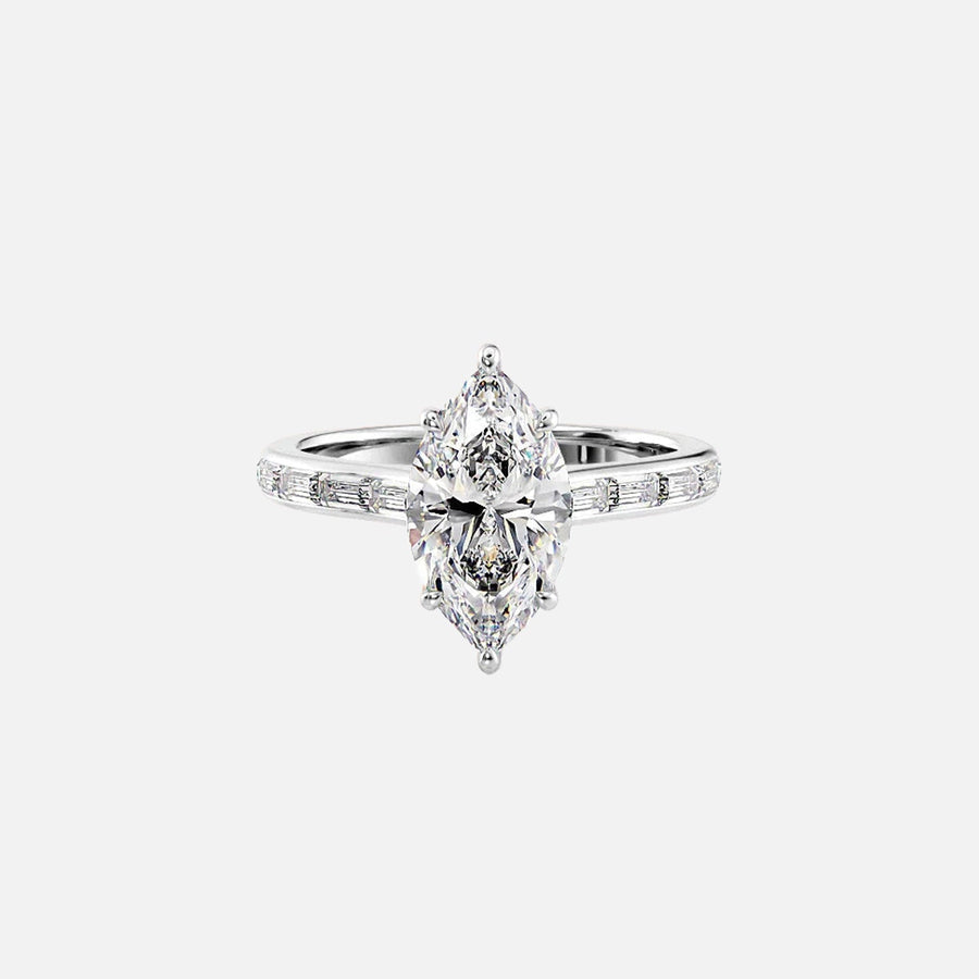  The Monica Marquise Moissanite Ring 14k White Gold 001