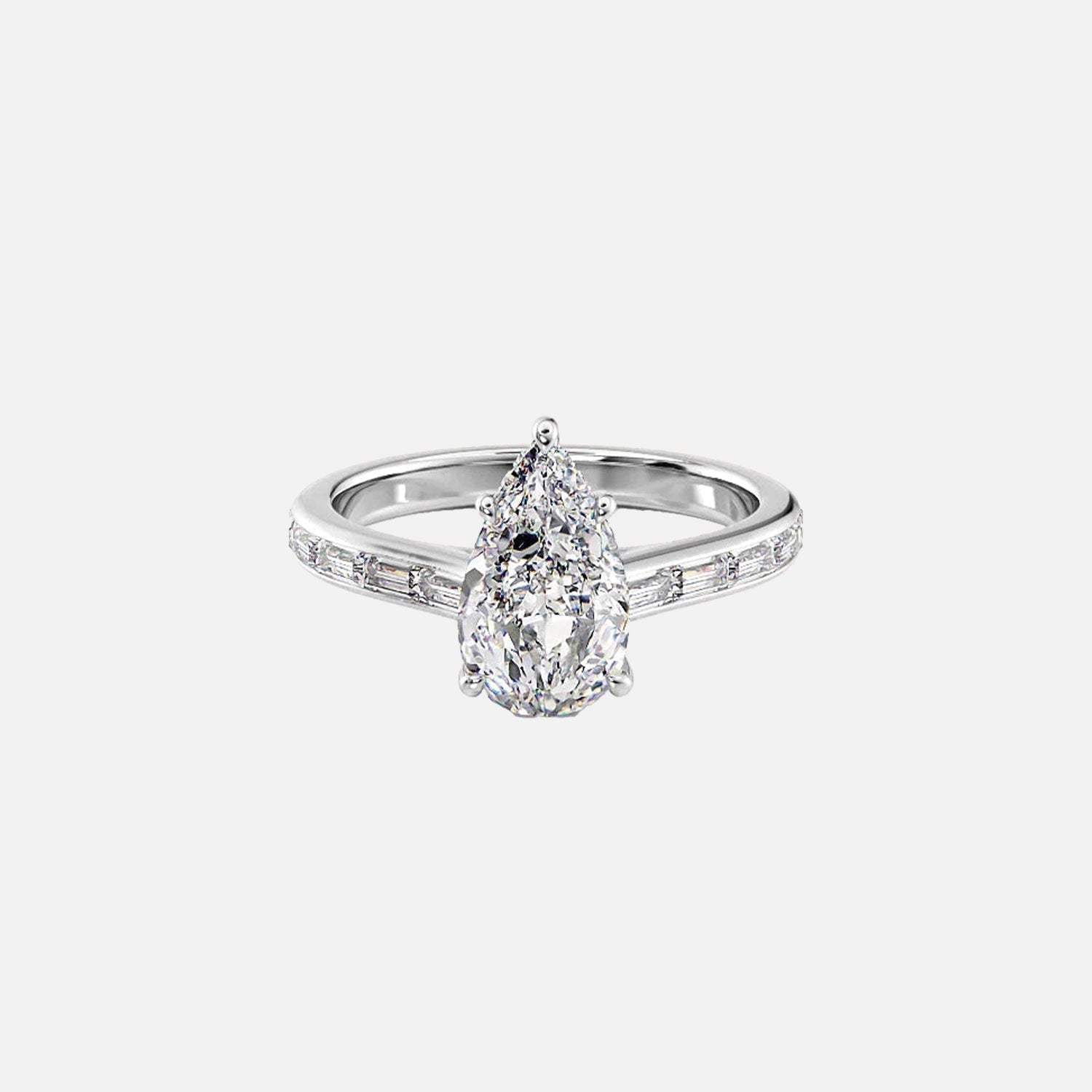  The Monica Pear Lab Diamond Ring 14k White Gold 001