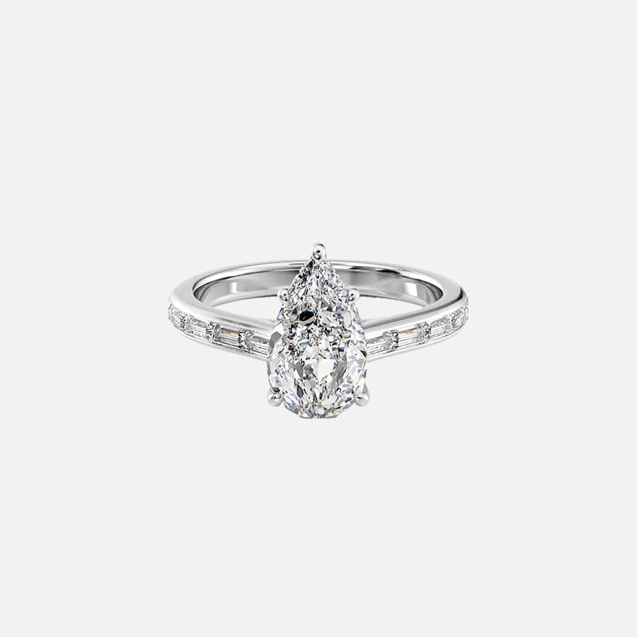  The Monica Pear Moissanite Ring 14k White Gold 001