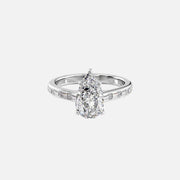  The Monica Pear Moissanite Ring 18k White Gold 001