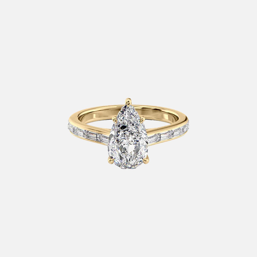 The Monica Pear Moissanite Ring 18k Yellow Gold 001