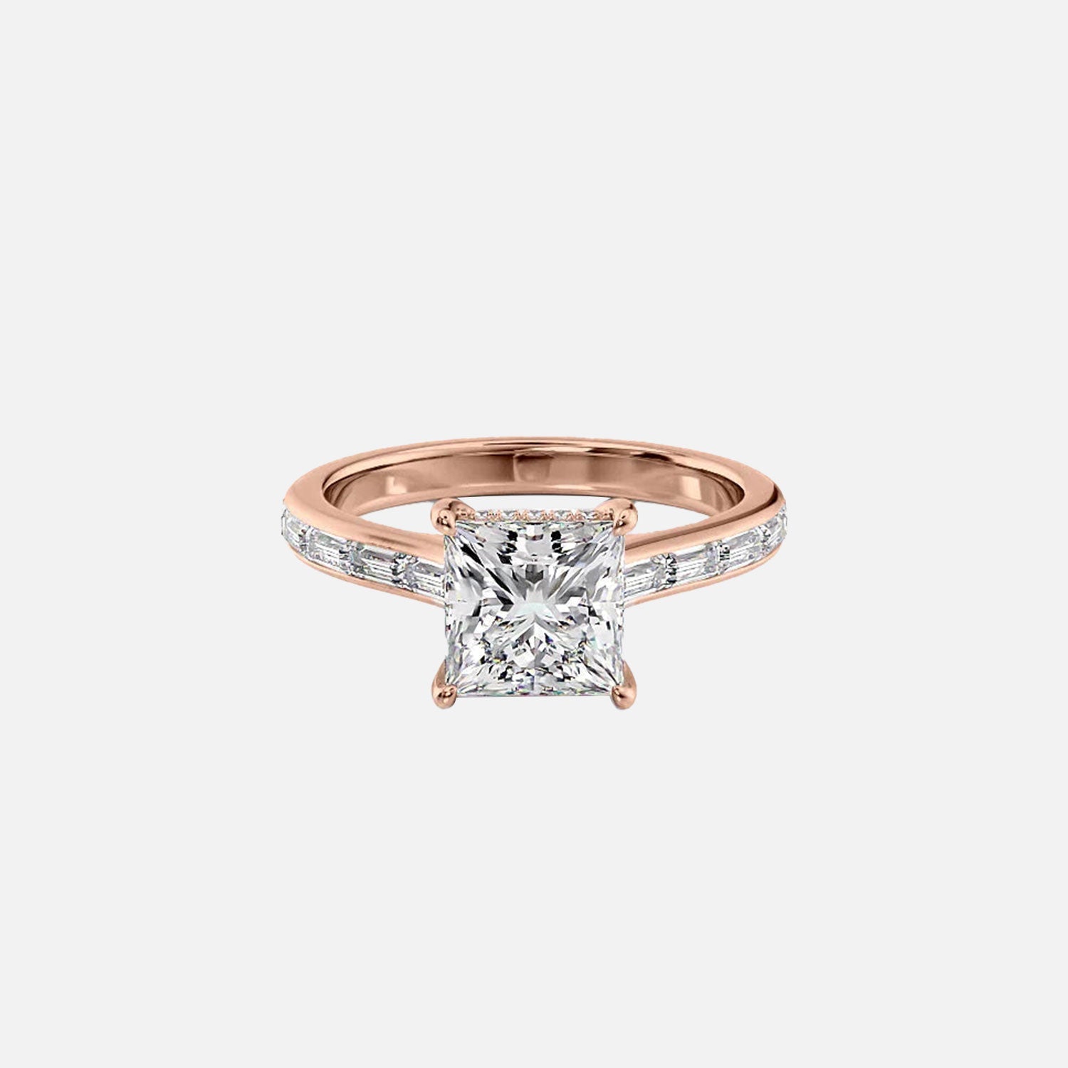  The Monica Princess Moissanite Ring 14k Rose Gold 001