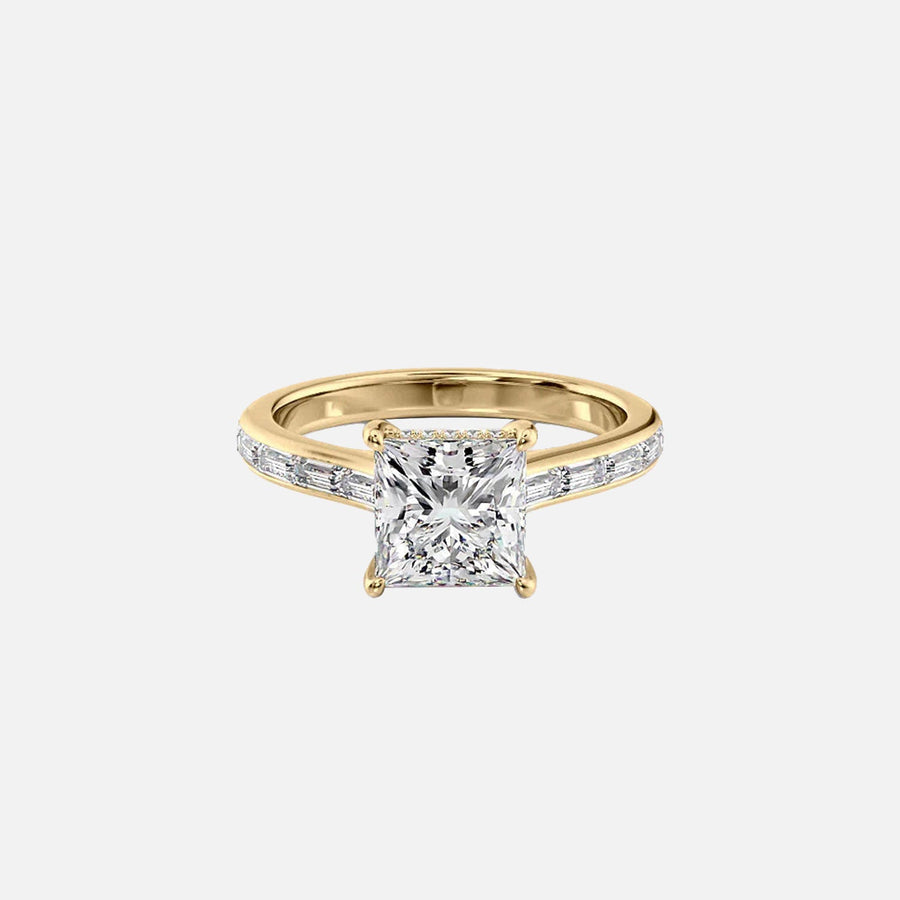  The Monica Princess Moissanite Ring 18k Yellow Gold 001