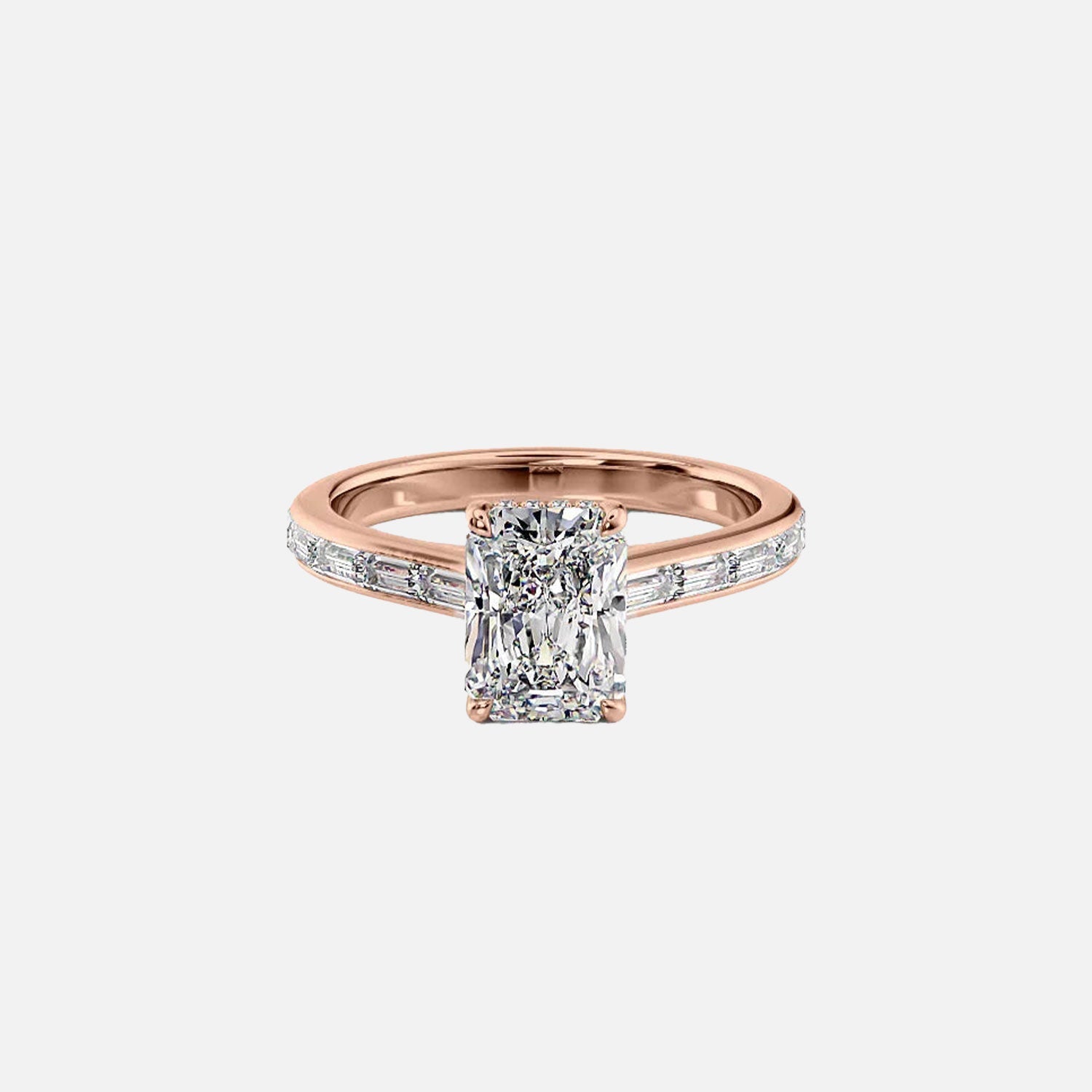  The Monica Radiant Moissanite Ring 14k Rose Gold 001