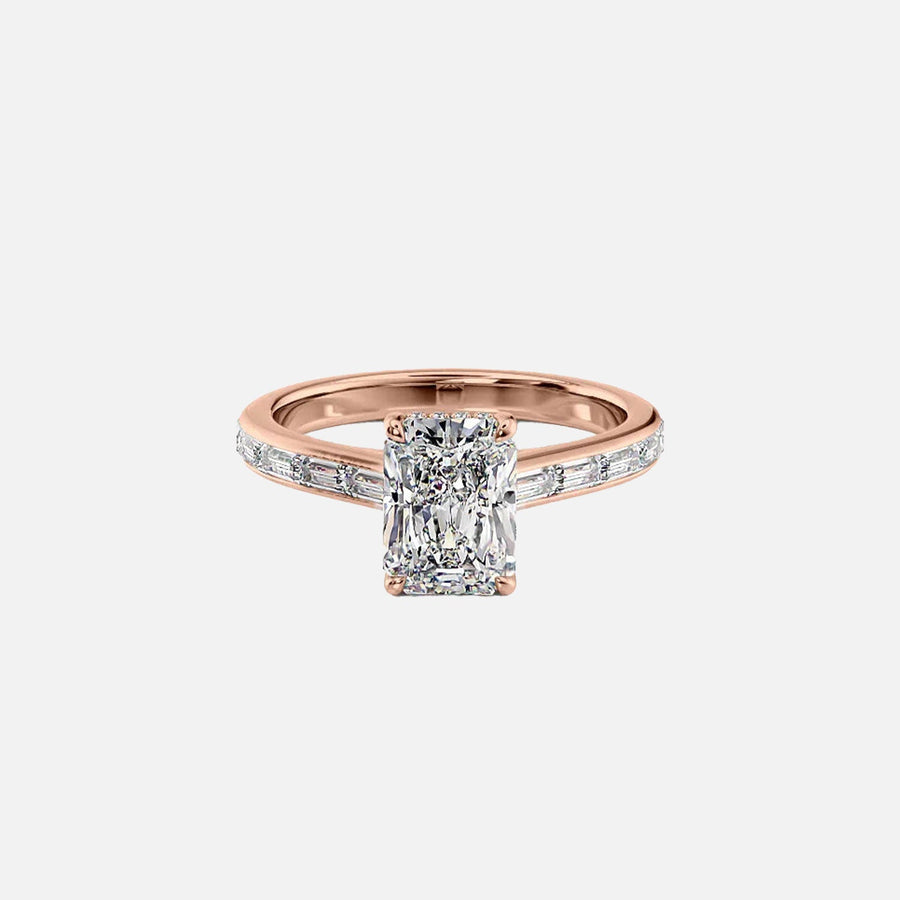  The Monica Radiant Moissanite Ring 14k Rose Gold 001