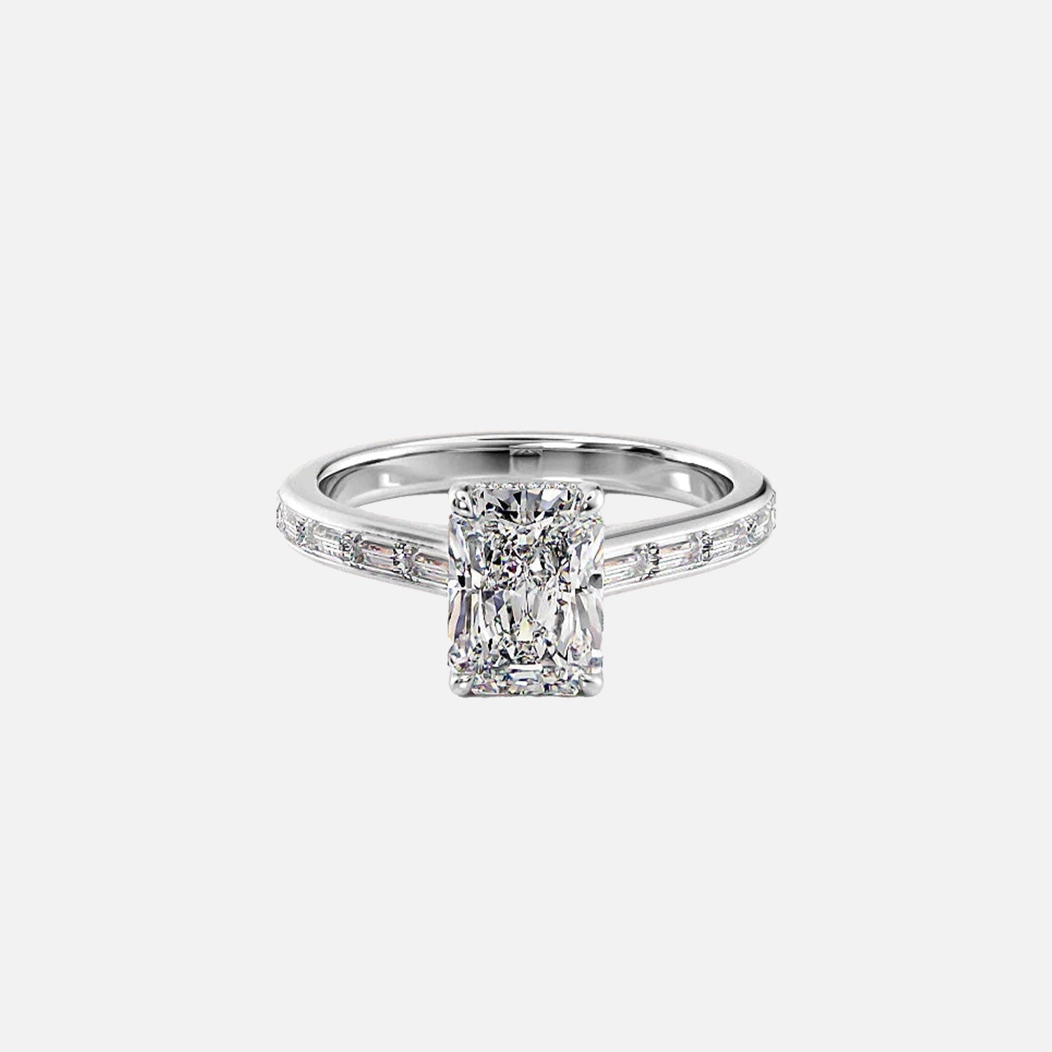  The Monica Radiant Moissanite Ring 14k White Gold 001