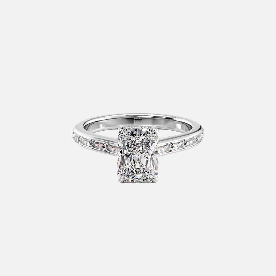  The Monica Radiant Moissanite Ring 18k White Gold 001