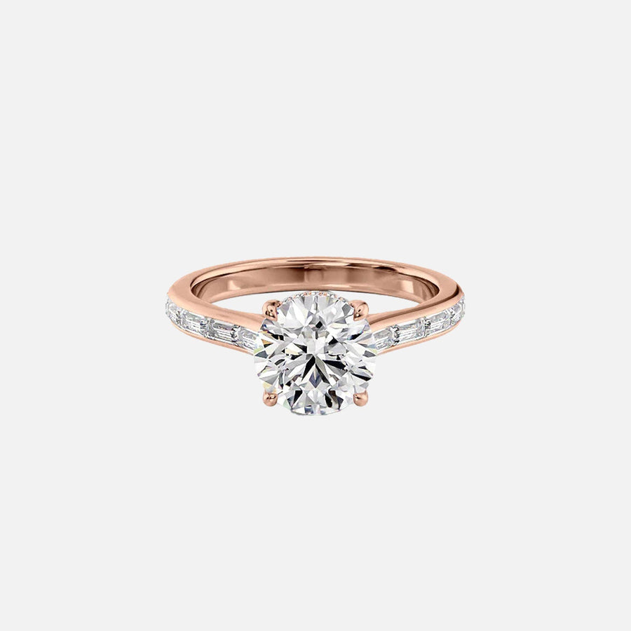  The Monica Round Moissanite Ring 14k Rose Gold 001