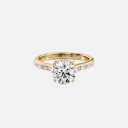  The Monica Round Moissanite Ring 18k Yellow Gold 001