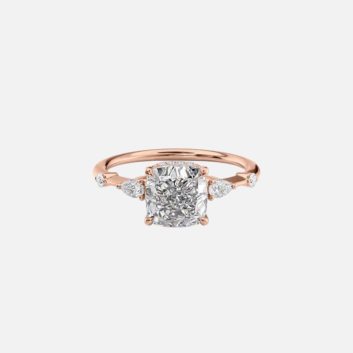  The Naomi Cushion Moissanite Ring 14k Rose Gold 001