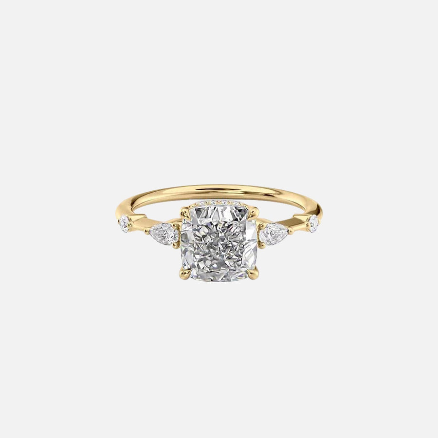  The Naomi Cushion Moissanite Ring 18k Yellow Gold 001