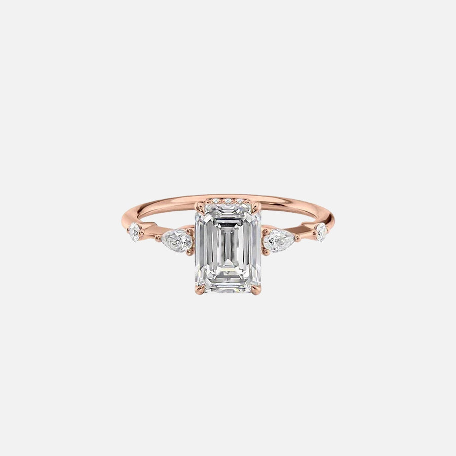  The Naomi Emerald Lab Diamond Ring 18k Rose Gold 001