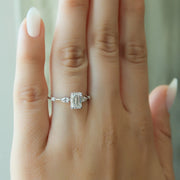  The Naomi Emerald Moissanite Ring 18k White Gold 003