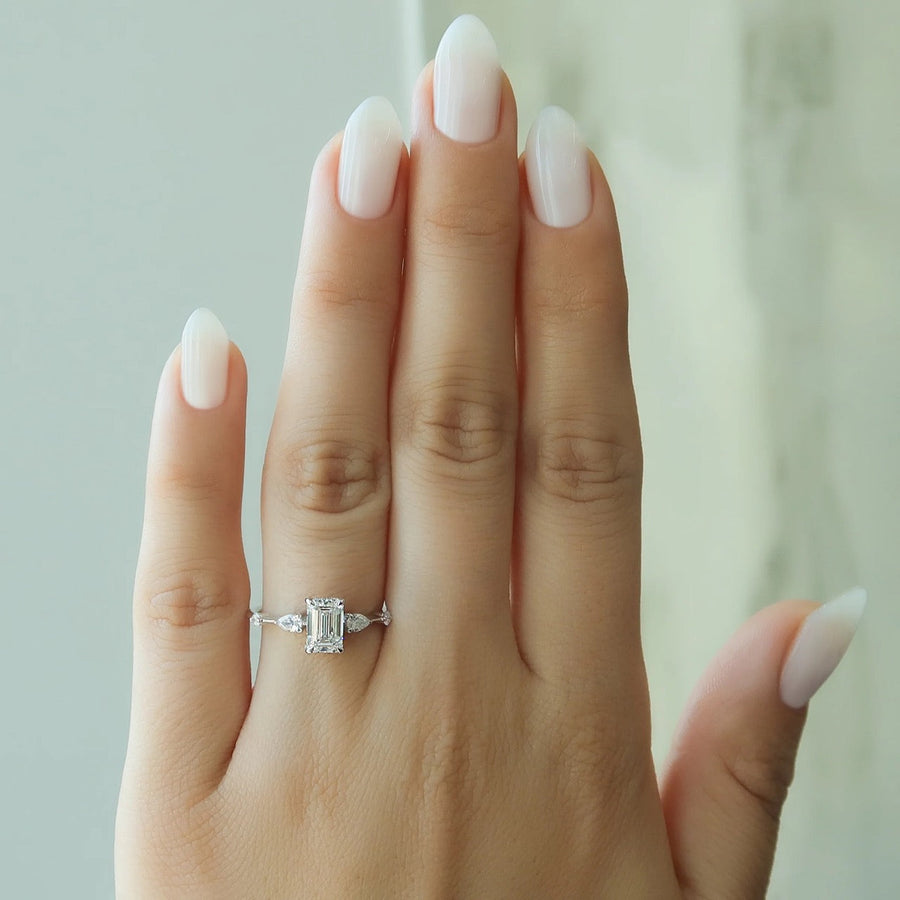  The Naomi Emerald Moissanite Ring 18k White Gold 004 Final