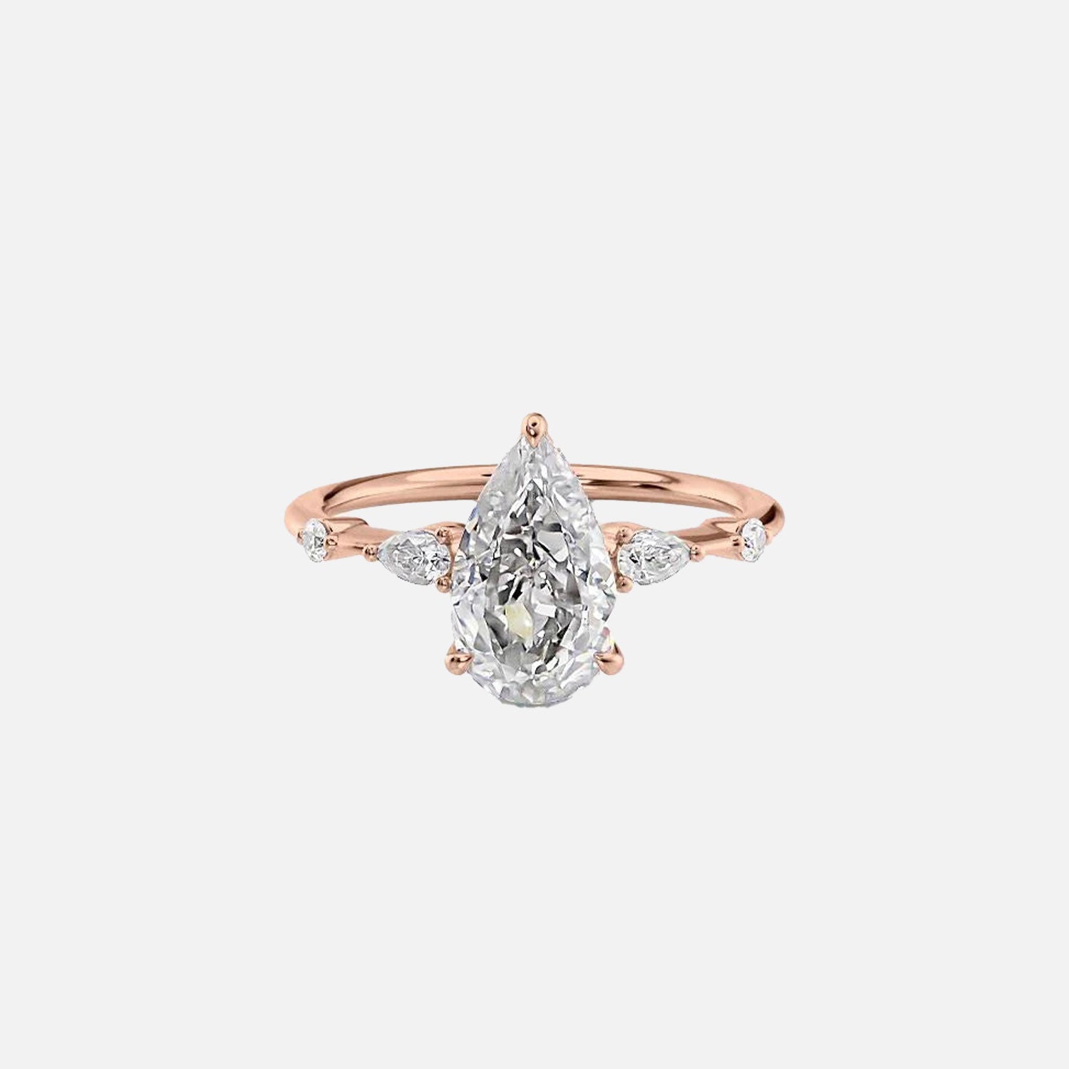  The Naomi Pear Lab Diamond Ring 14k Rose Gold 001