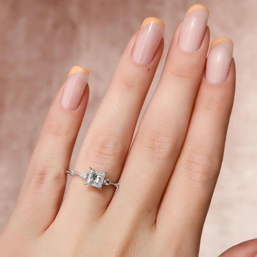  The Naomi Princess Lab Diamond Ring 14k White Gold 003