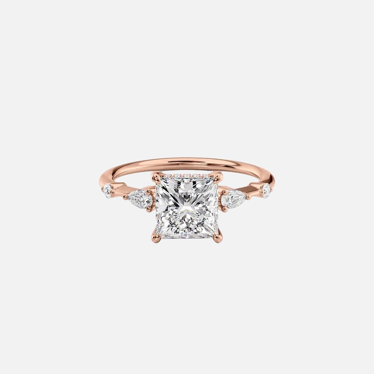  The Naomi Princess Moissanite Ring 14k Rose Gold 001