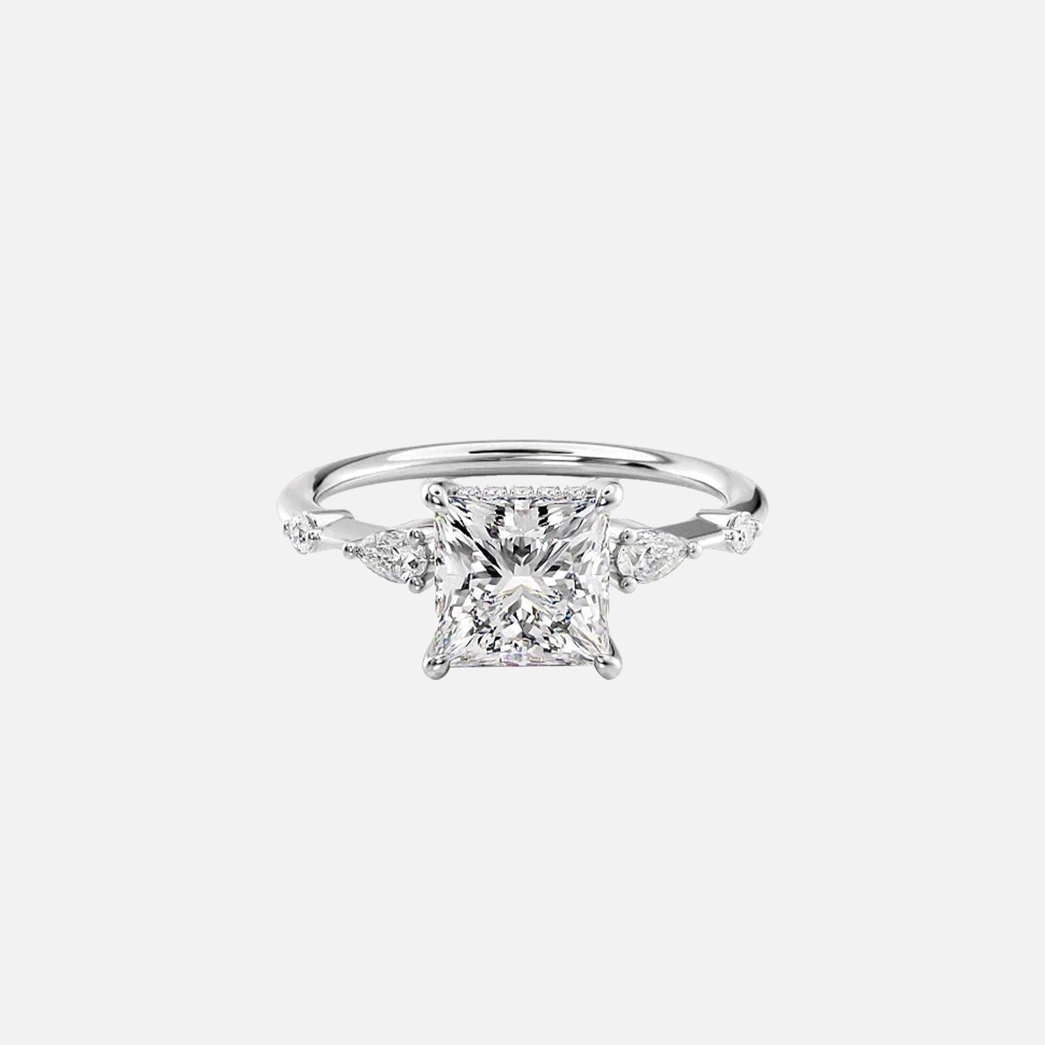  The Naomi Princess Moissanite Ring 14k White Gold 001