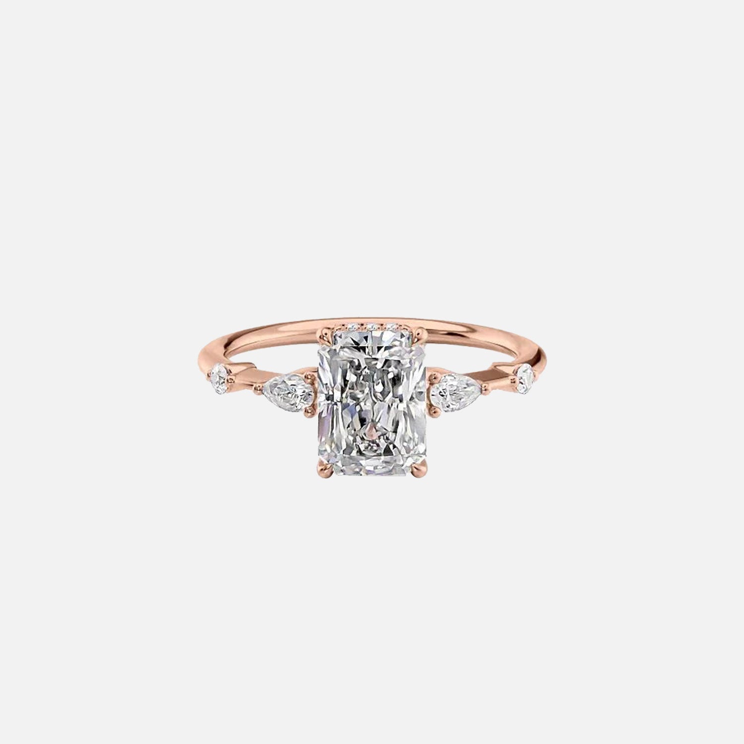  The Naomi Radiant Moissanite Ring 14k Rose Gold 001