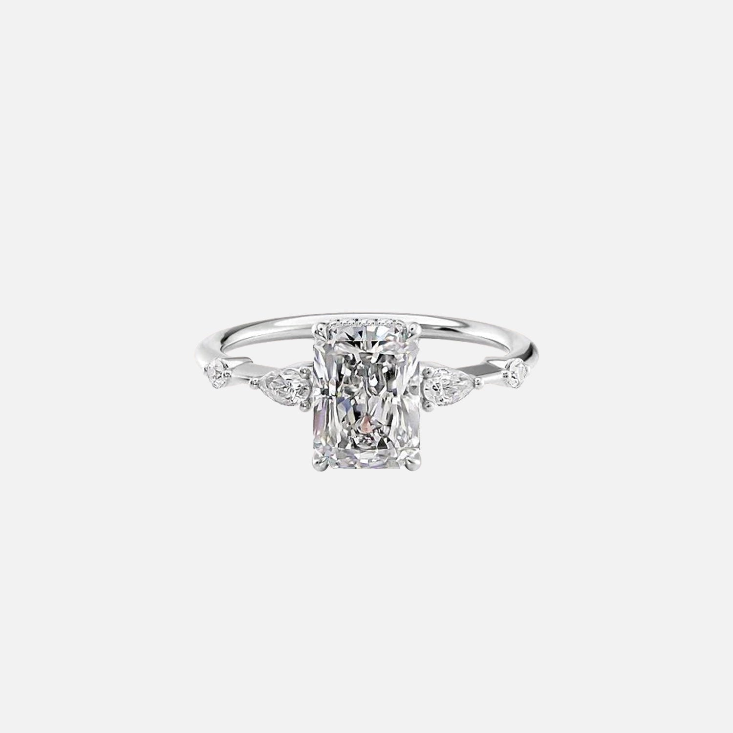  The Naomi Radiant Moissanite Ring 14k White Gold 001