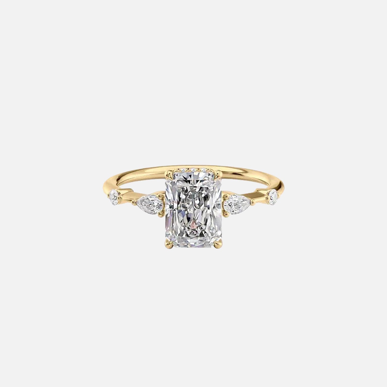 The Naomi Radiant Moissanite Ring 14k Yellow Gold 001